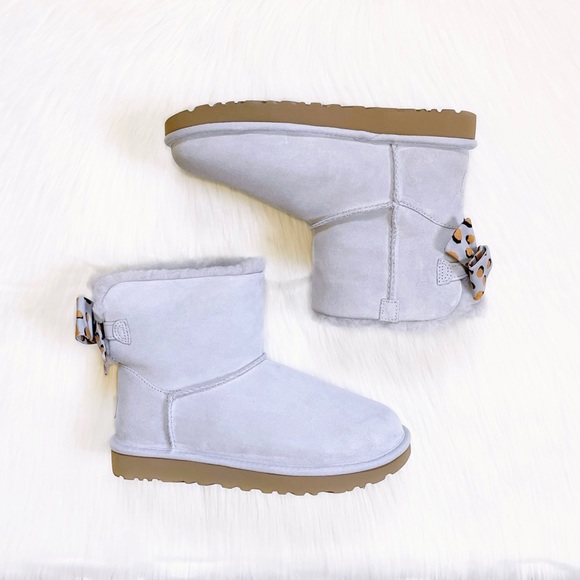 UGG Mini Bailey Bow Retro Spots Light Grey Boots - Picture 6 of 8